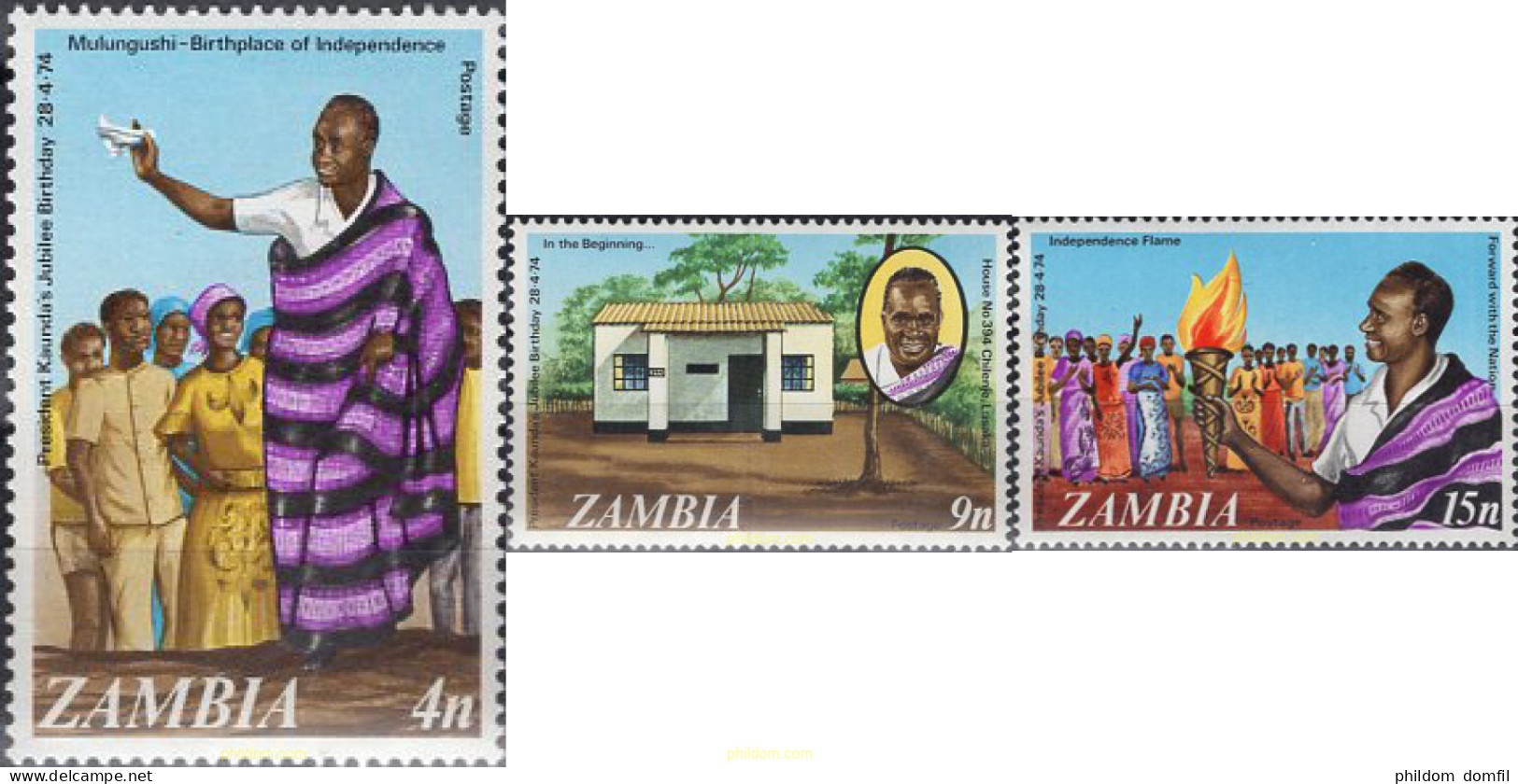 286789 MNH ZAMBIA 1974 30 ANIVERSARIO DEL PRESIDENTE KAUNDA - Zambie (1965-...)