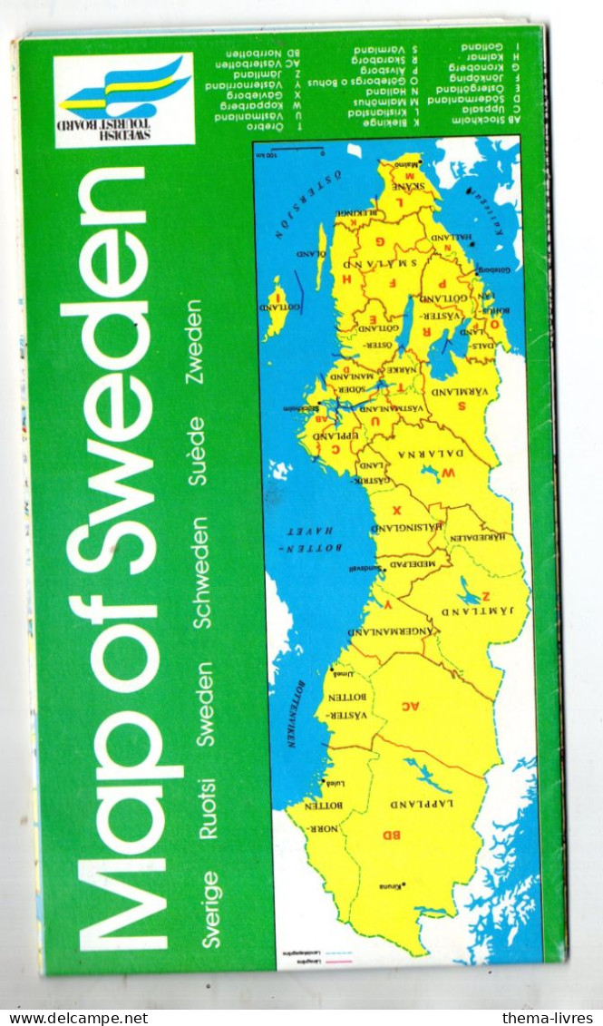 Map Of SWEDEN  Grande Carte Dépliante  (swedish Tourist Board)   (PPP46624) - Cartes Routières