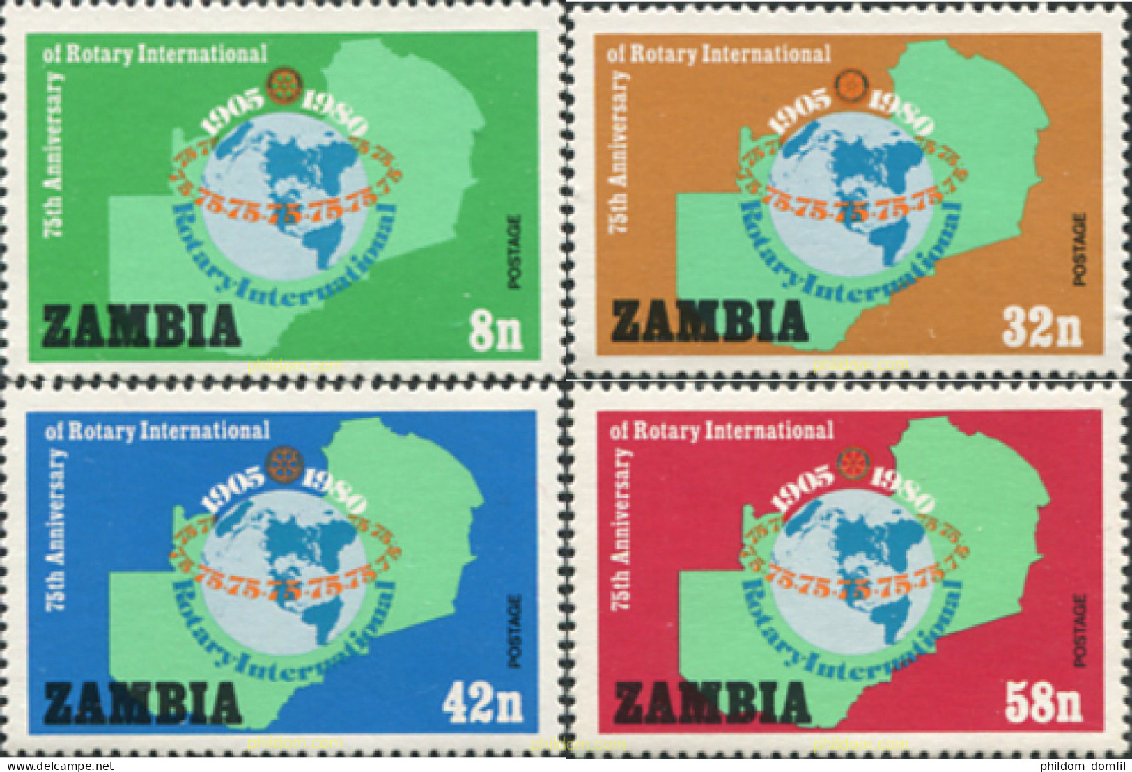 286798 MNH ZAMBIA 1980 75 ANIVERSARIO DEL ROTARY CLUB INTERNACIONAL - Zambie (1965-...)