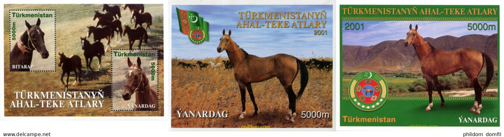 299357 MNH TURKMENISTAN 2001 CABALLOS DE RAZA AKHAL-TEKE - Turkménistan