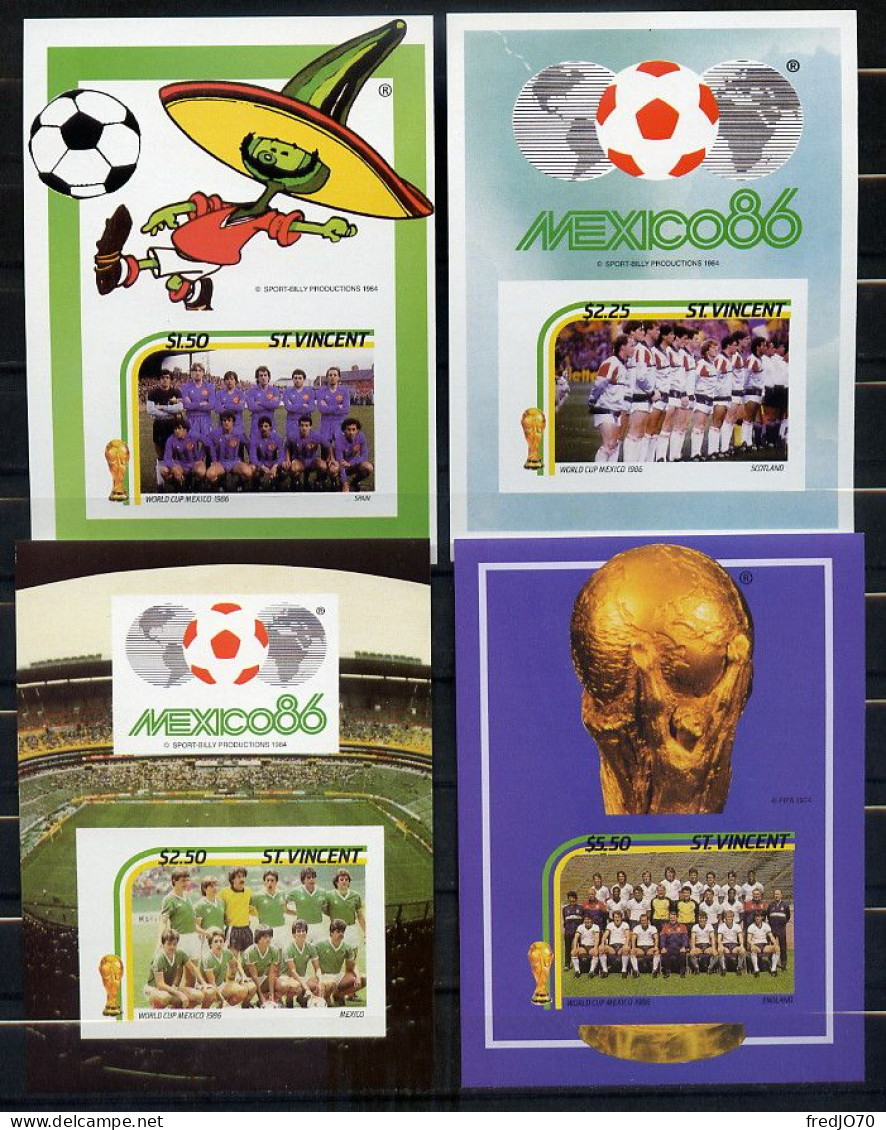 St Vincent Série Complète Blocs Non Dentelé Imperf Football CM 86 ** - 1986 – Mexico