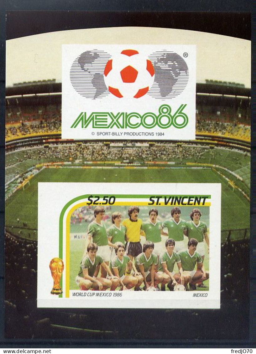 St Vincent Bloc Non Dentelé Imperf Football CM 86 ** - 1986 – Mexico