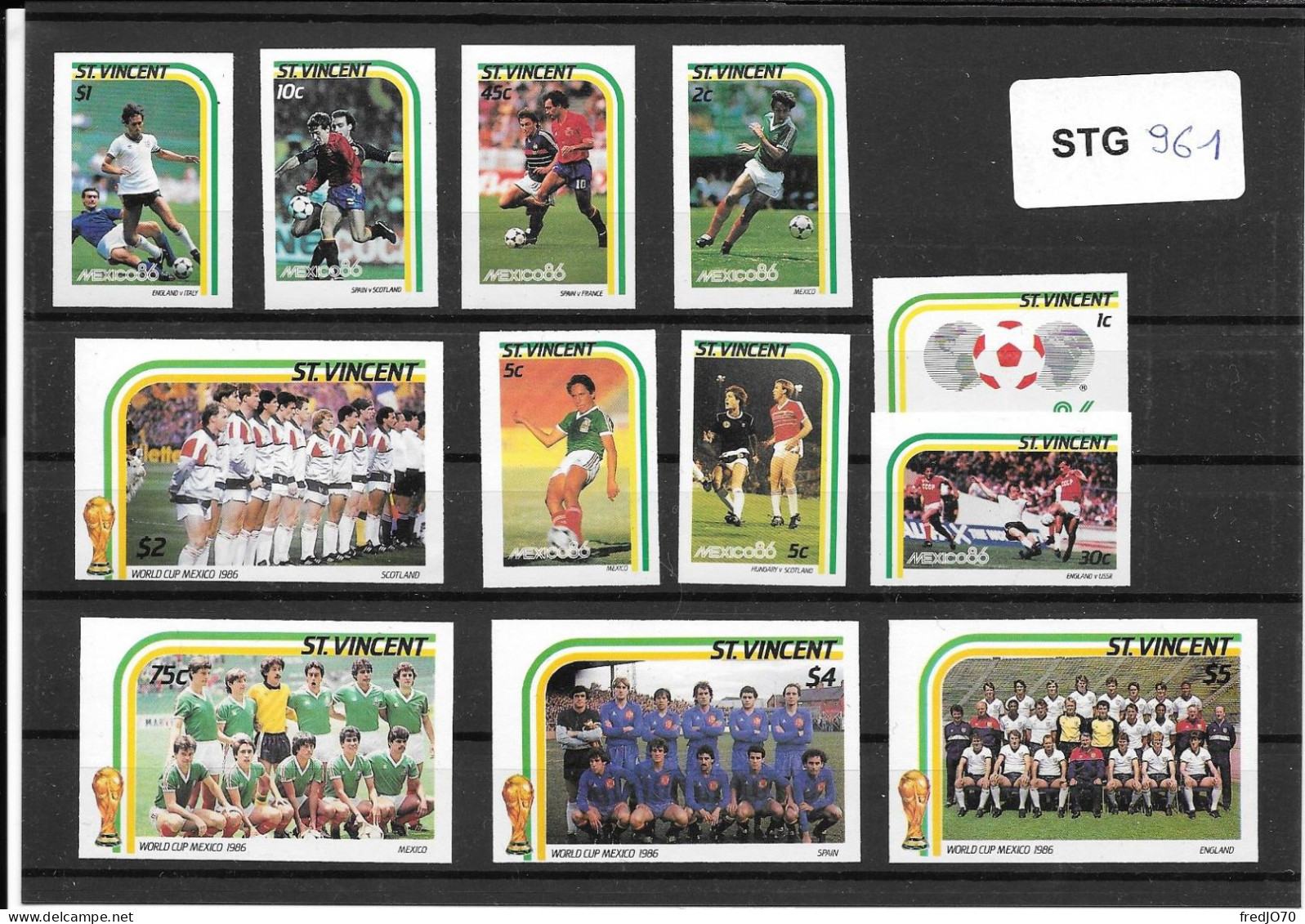 St Vincent Série Complète Non Dentelé Imperf Football CM 86 ** - 1986 – Mexico