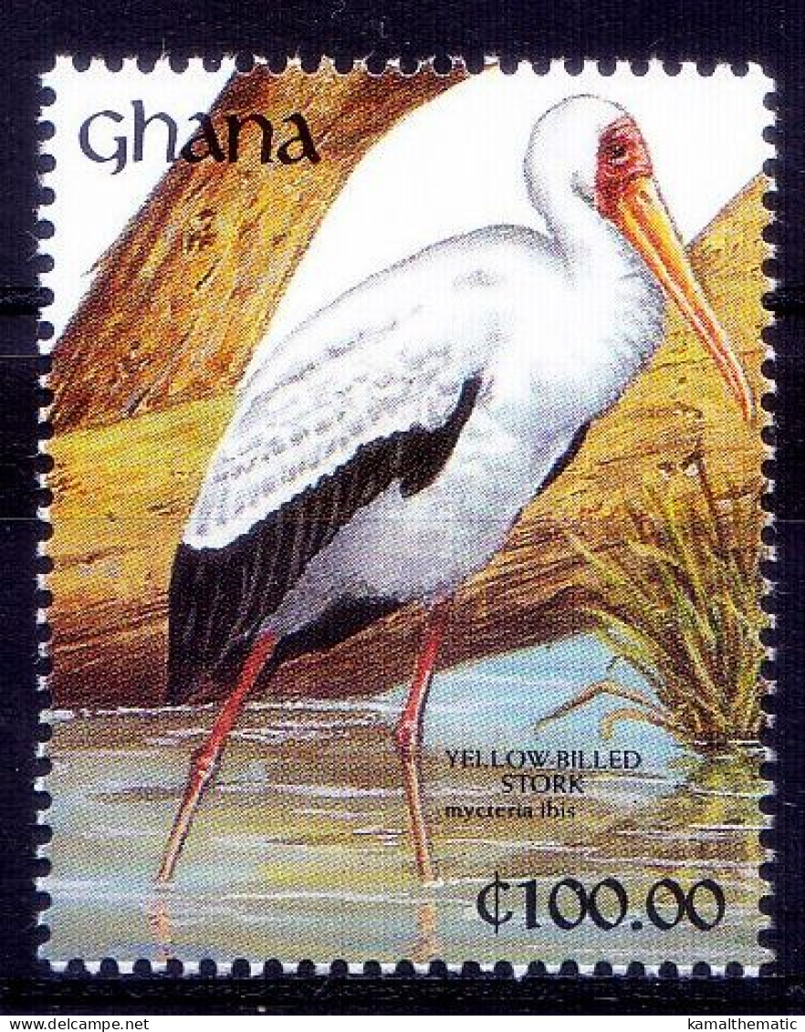 Ghana 1991 MNH, Yellow Billed Stork, Water Birds - Picotenazas & Aves Zancudas