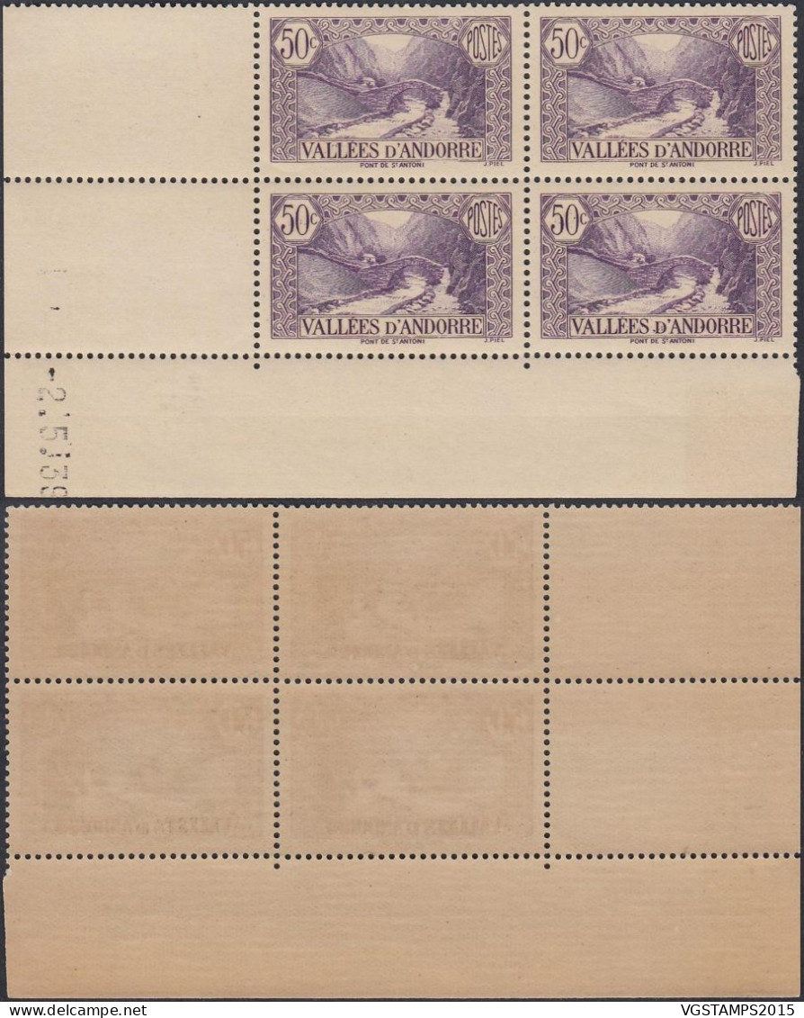 Andorre 1939- Andorre Française - Timbres Neufs. Yvert Nr.: 64. Michel Nr.: 61. Coin Daté. RARE¡¡¡...... (EB) AR-02065 - Unused Stamps