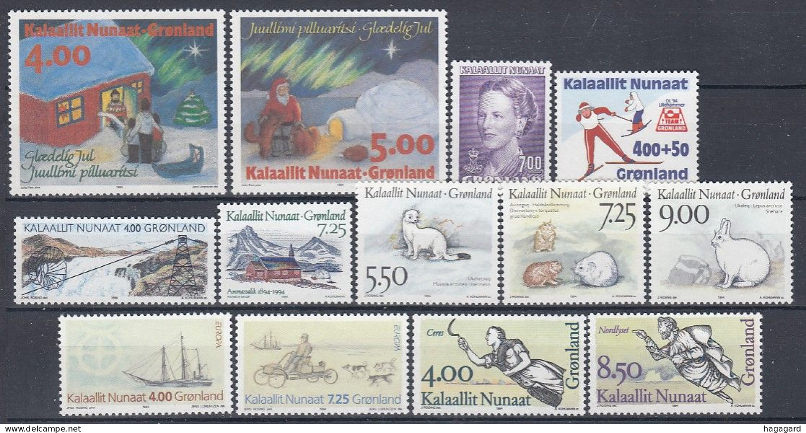 G2684. Greenland 1994. Year Set. Michel 243-55. MNH(**) - Annate Complete