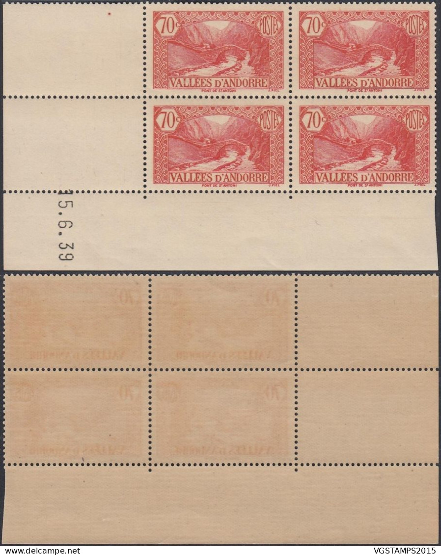 Andorre 1939 - Andorre Française - Timbres Neufs. Yvert Nr.: 69. Michel Nr.: 65. Coin Daté:15/6/39..... (EB) AR-02066 - Unused Stamps