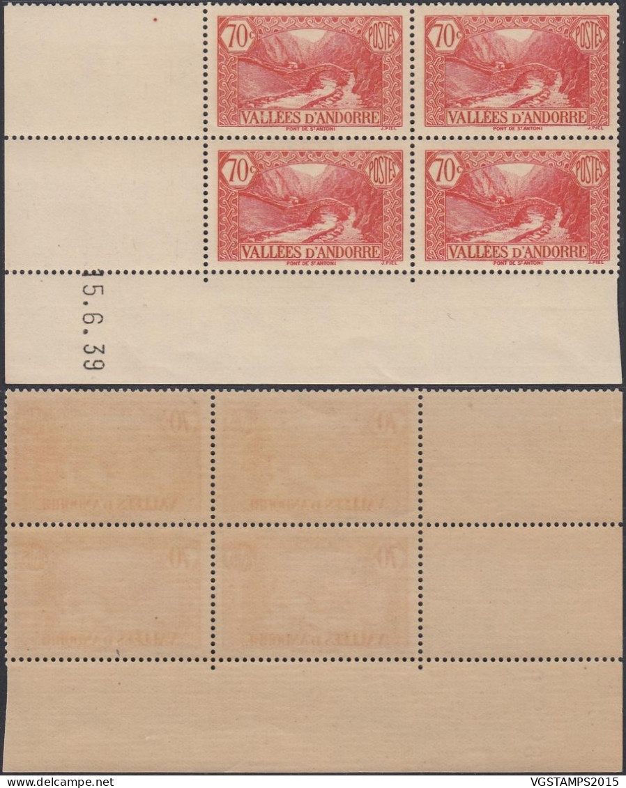 Andorre 1939 - Andorre Française - Timbres Neufs. Yvert Nr.: 69. Michel Nr.: 65. Coin Daté:15/6/39..... (EB) AR-02066 - Nuevos