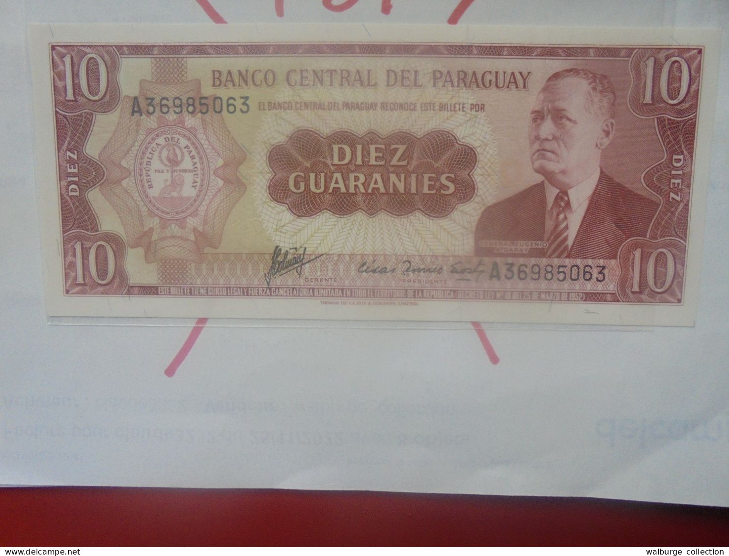 PARAGUAY 10 GUARANIES 1952(63) Neuf (B.33) - Paraguay