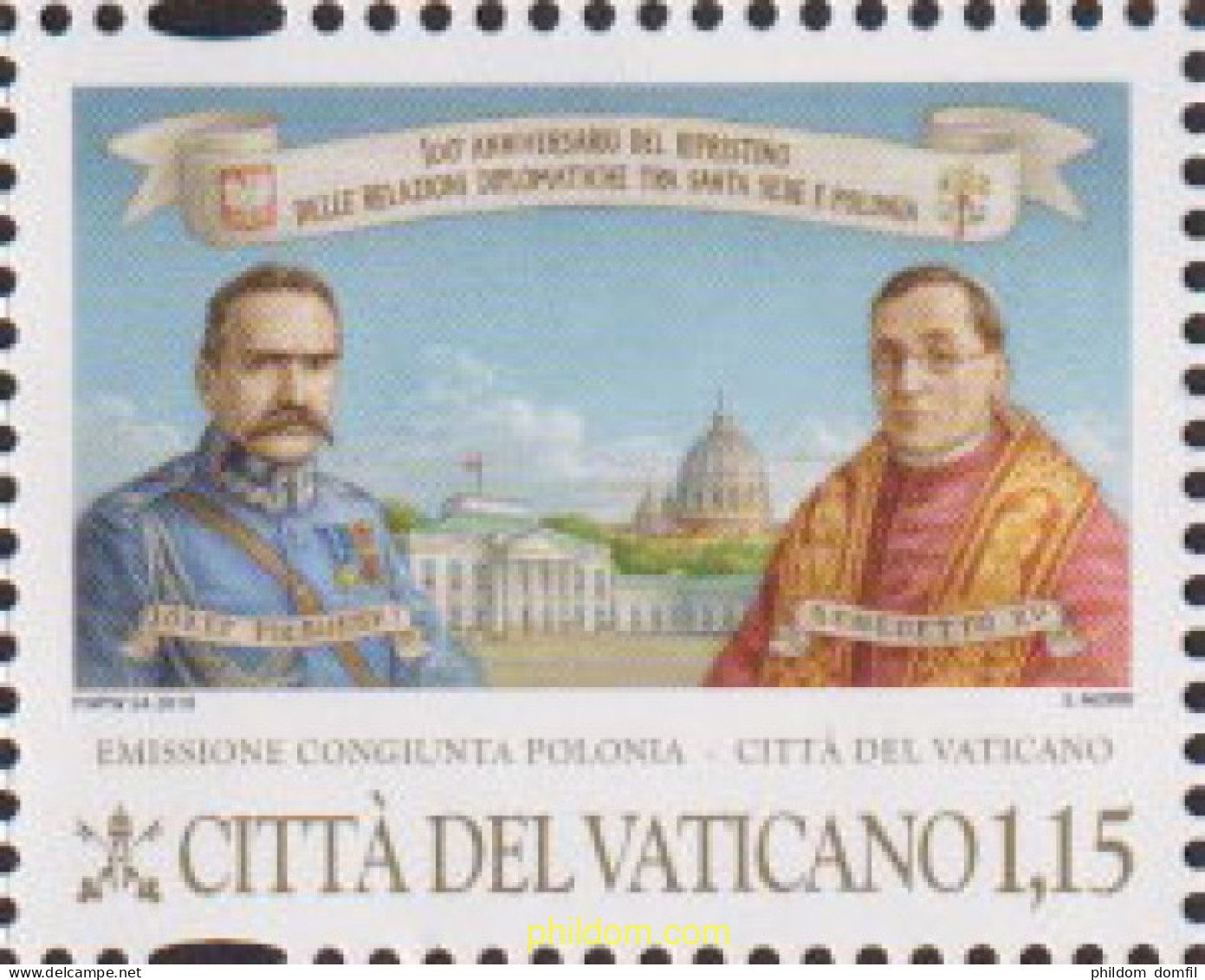 612968 MNH VATICANO 2019 CENTENARIO DE LAS RELACIONES DIPLOMATICAS CON POLONIA - Unused Stamps