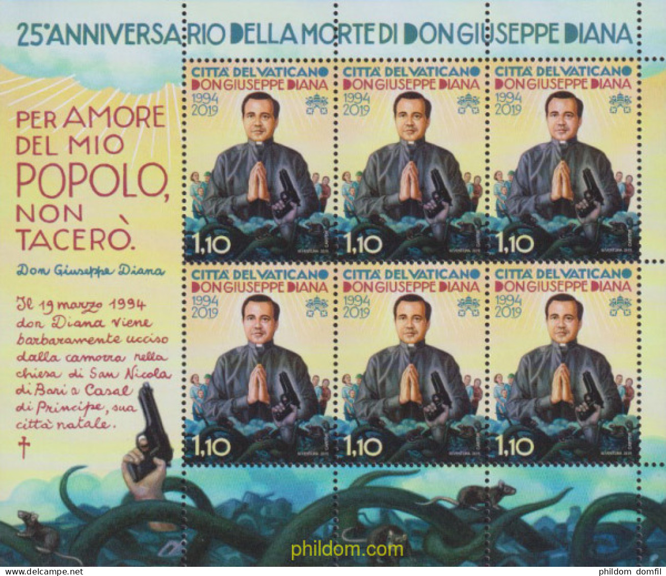 612973 MNH VATICANO 2019 25 ANIVERSARIO DE LA MUERTE DE GIUSEPPE DIANA -ESCRITOR Y PADRE ITALIANO - Nuevos