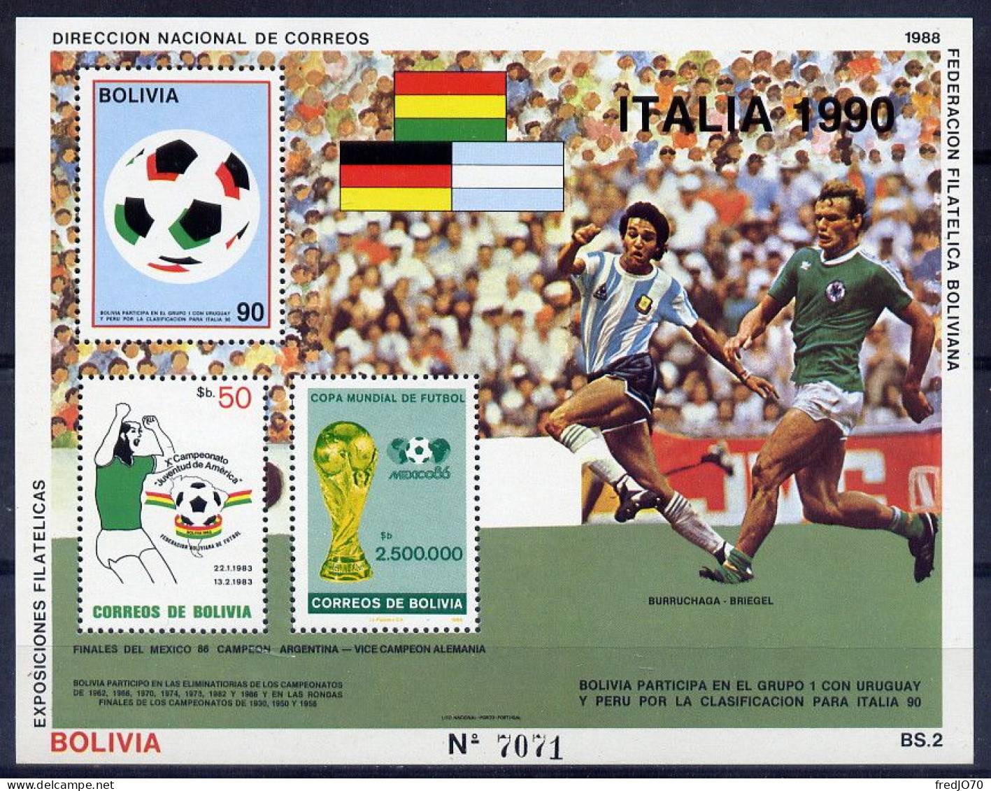 Bolivie Bloc Football CM 90 ** - 1990 – Italien