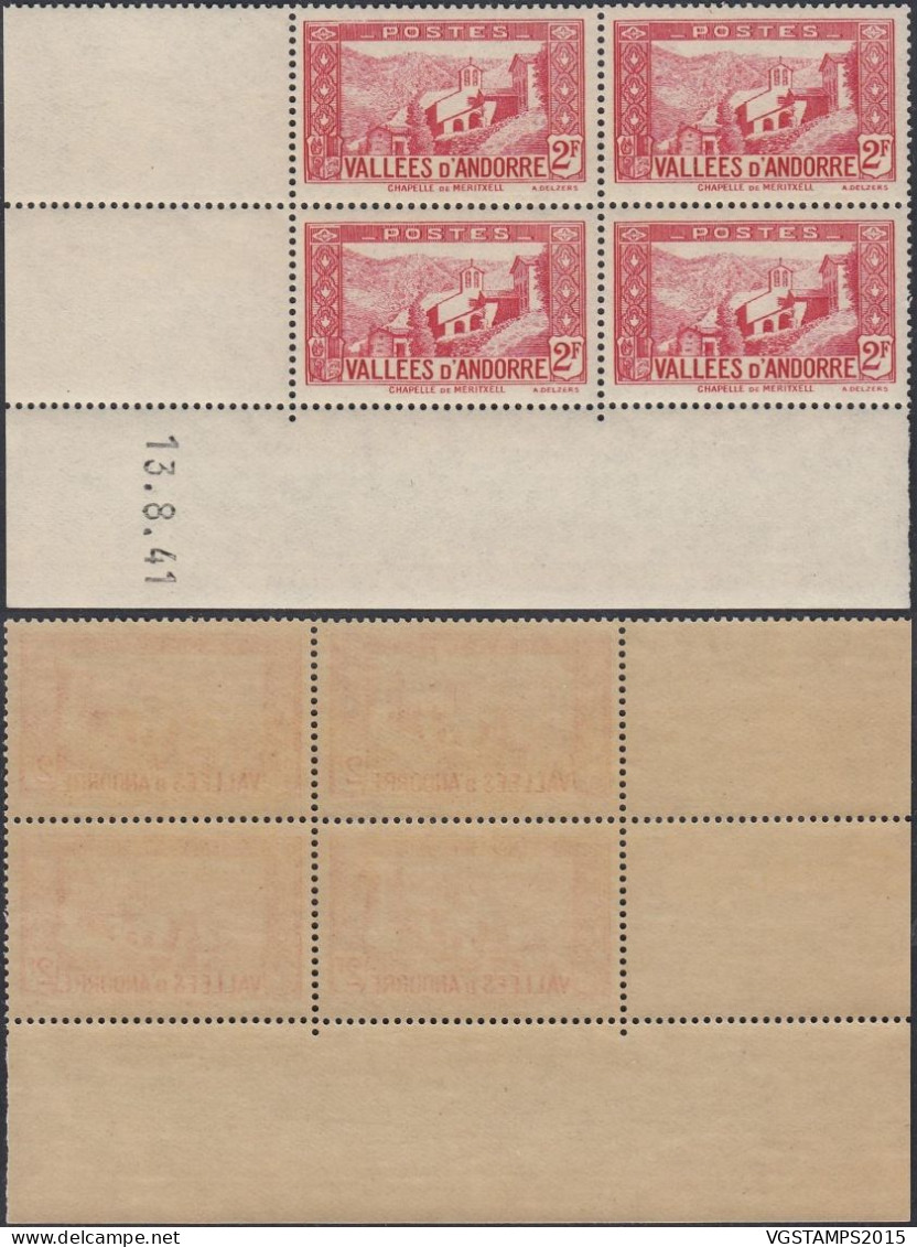 Andorre 1941 - Andorre Française-Timbres Neufs.Yvert Nr.:81. Michel Nr.: 80. Coin Daté: 13/8/41.PAS COMMUN (EB) AR-02070 - Neufs