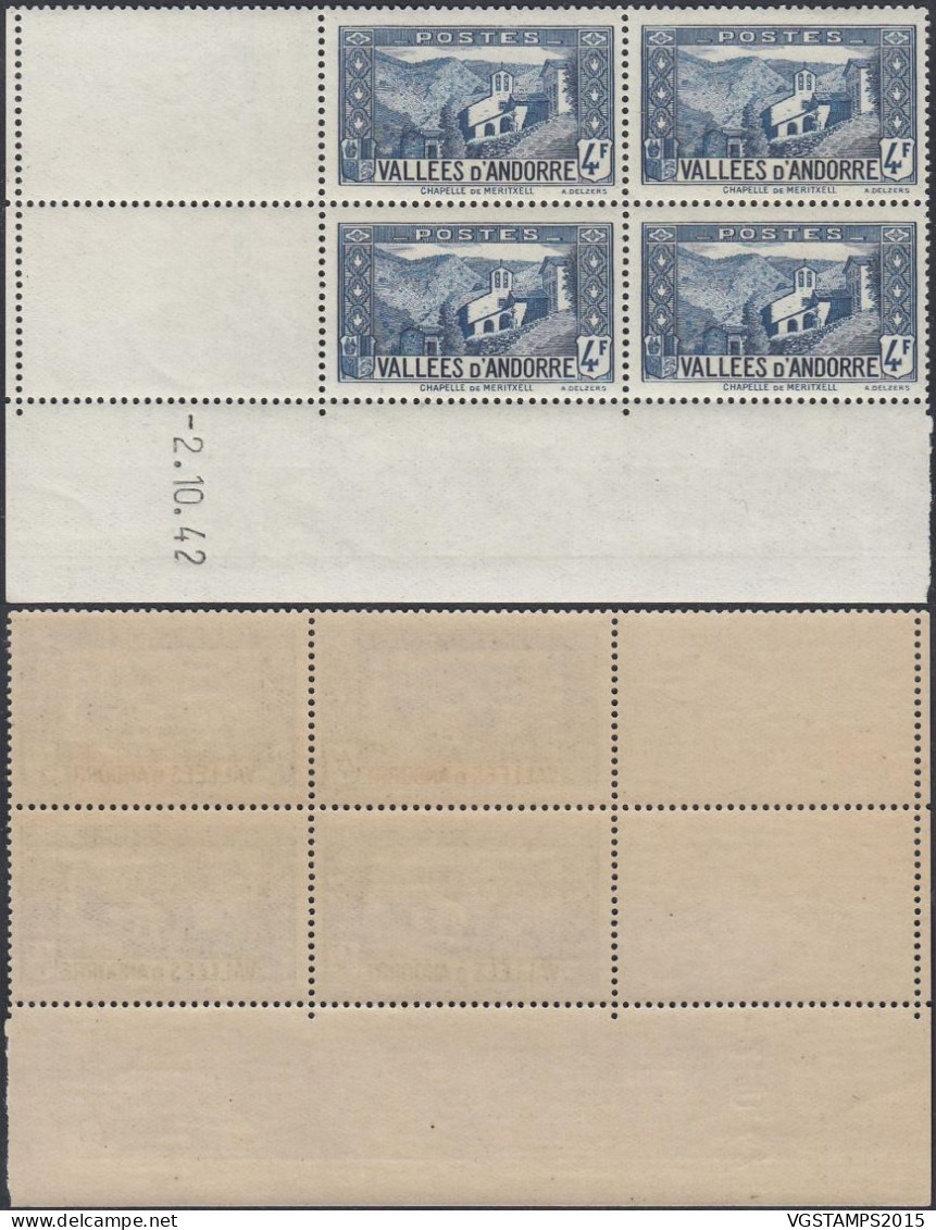 Andorre 1942 - Andorre Française-Timbres Neufs.Yvert Nr.:89. Michel Nr.: 91. Coin Daté: 2/10/42...... (EB) AR-02073 - Neufs