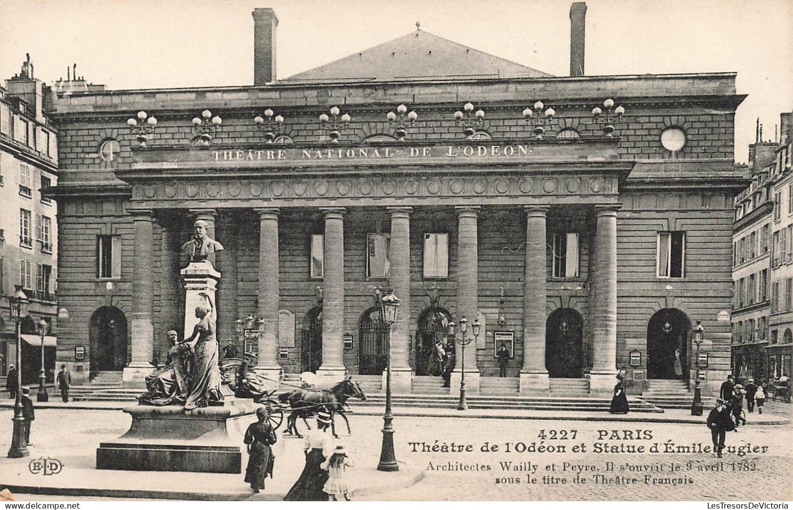 FRANCE - Paris - Vue Sur Le Théâtre De L'Odéon Et Statue D'Emile Augier - Animé - Carte Postale Ancienne - Autres Monuments, édifices