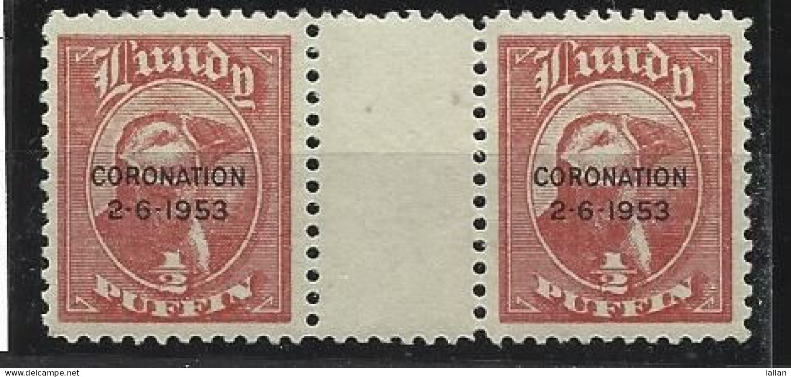 Puffin, Gutter Pair, Over Printed 'Coronation 1953' - Nuevos