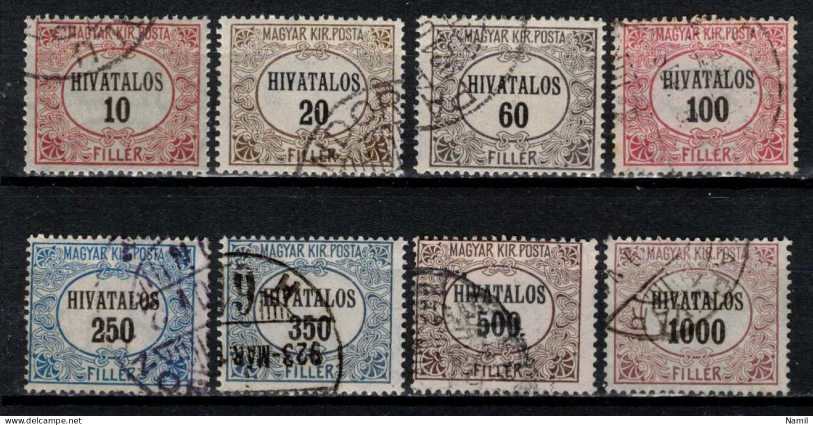 Hongrie 1921 Mi D 1-8 (Yv TS 1-8), Obliteré - Postage Due