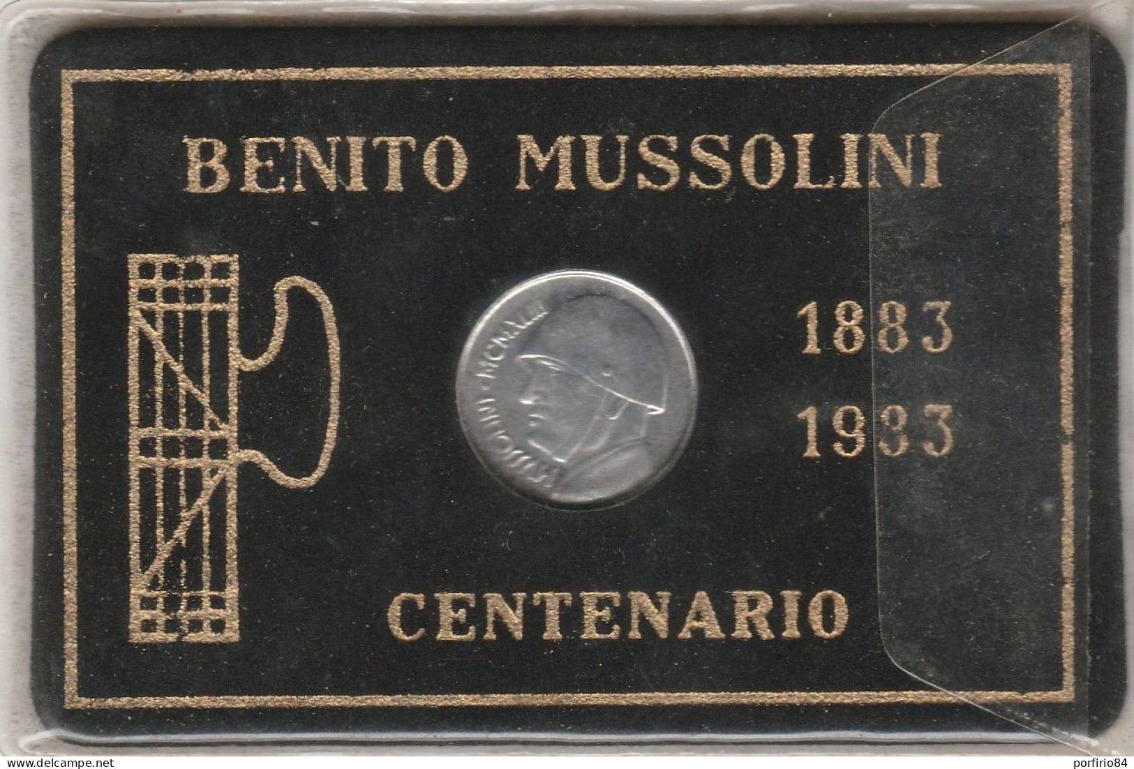 MUSSOLINI 1 FOLDER CON MONETA DEL CENTENARIO BENITO MUSSOLINI MILITARIA - Otros & Sin Clasificación