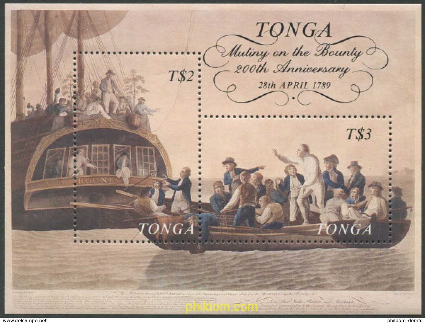 695906 MNH TONGA 1989 BICENTENARIO DEL MOTIN DE BOUNTY - Tonga (1970-...)