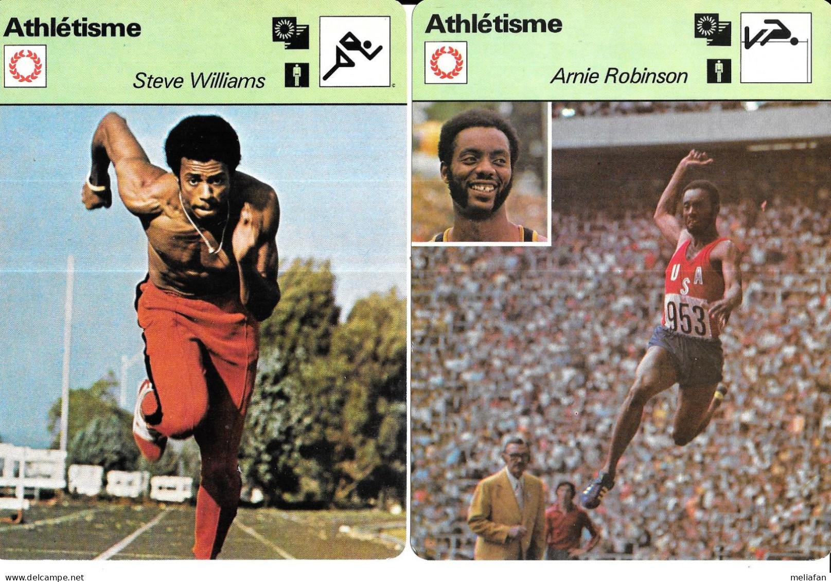 GF1879 - FICHES EDITION RENCONTRE - STEVE WILLIMAS - ARNIE ROBINSON - RALPH BOSTON - LARRY MYRICKS - Atletismo