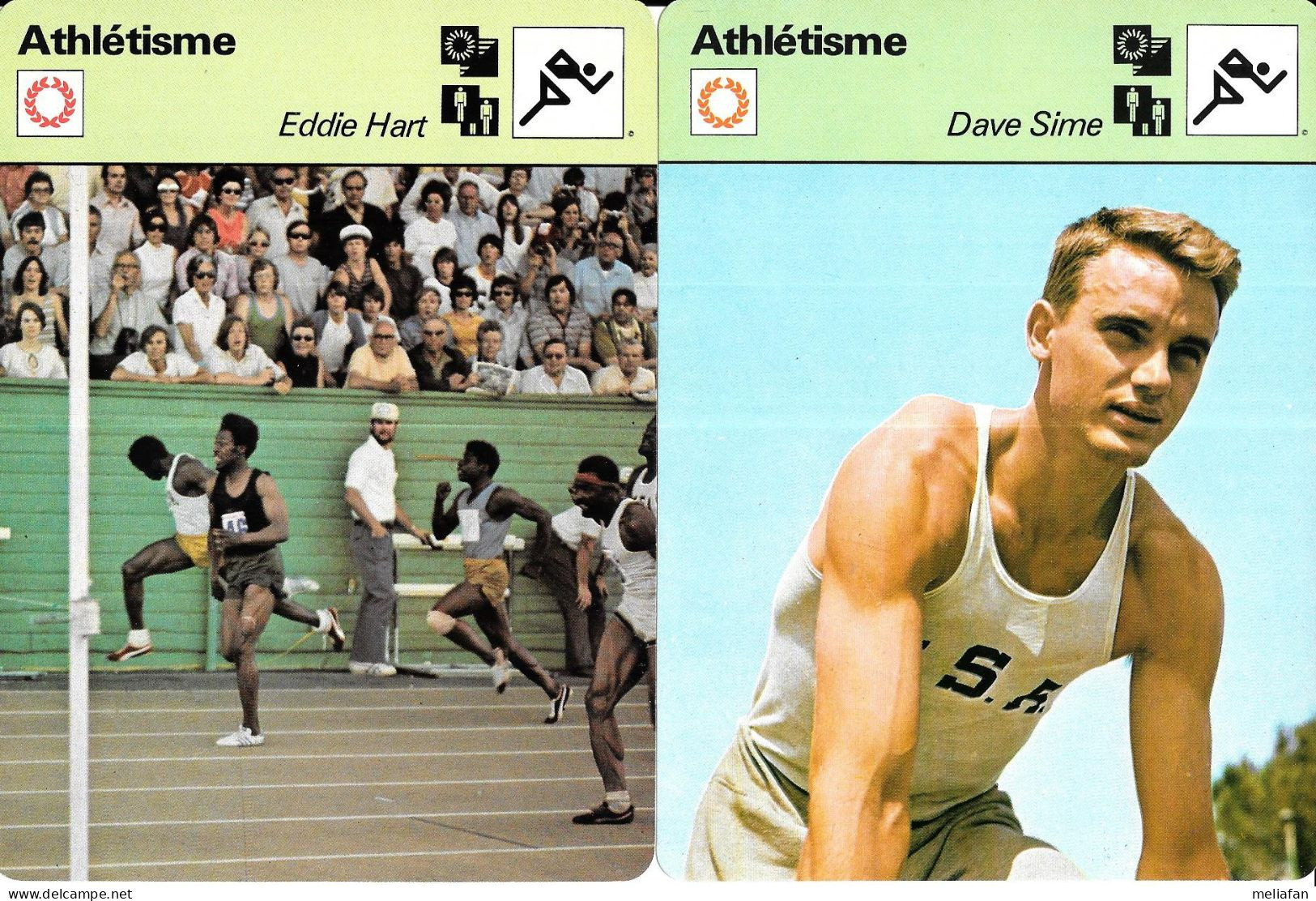 GF1880 - FICHES EDITION RENCONTRE - AL OERTER - CHARLIE GREENE - DAVE SIME - EDDIE HART - Atletiek