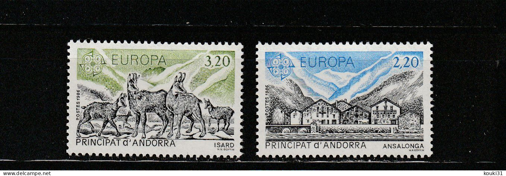 Andorre YT 348/9 ** : Europa , Isards - 1986 - Nuevos