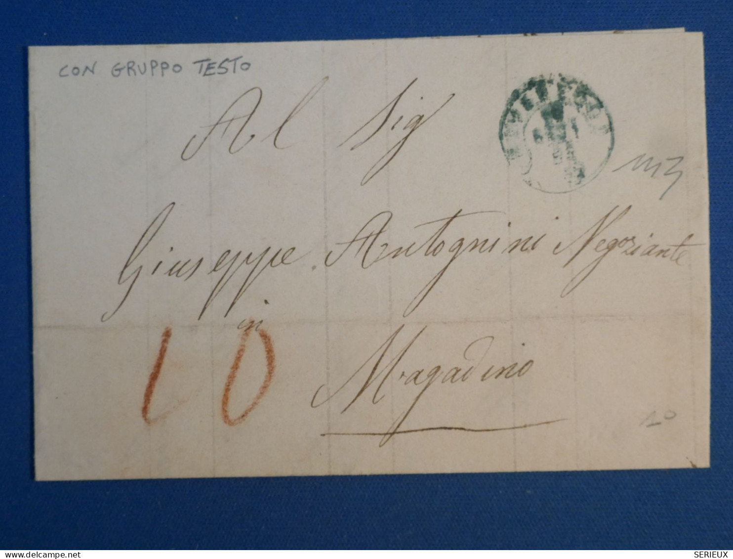 DK 17  ITALIA   BELLE LETTRE   1855   A MAGARINO  ++AFF. INTERESSANT++ + - Ohne Zuordnung