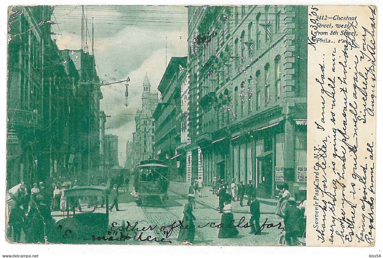 US 19 - 6053 PHILADELPHIA, USA, Chestnut Street, Tramway - Old Postcard - Used -1905 - Philadelphia