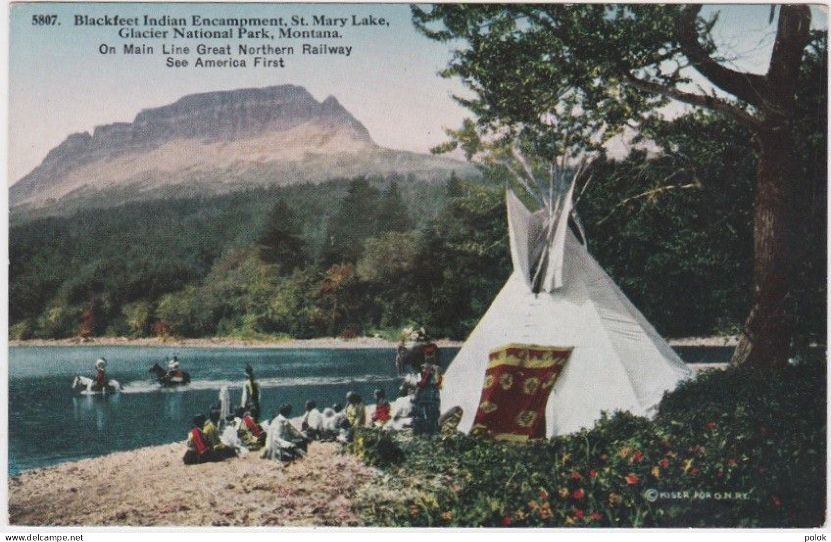 Cn – Cpa Blackfeet Indian Encampment, St Mary Lake, Glacier National Park, Montana - Great Falls