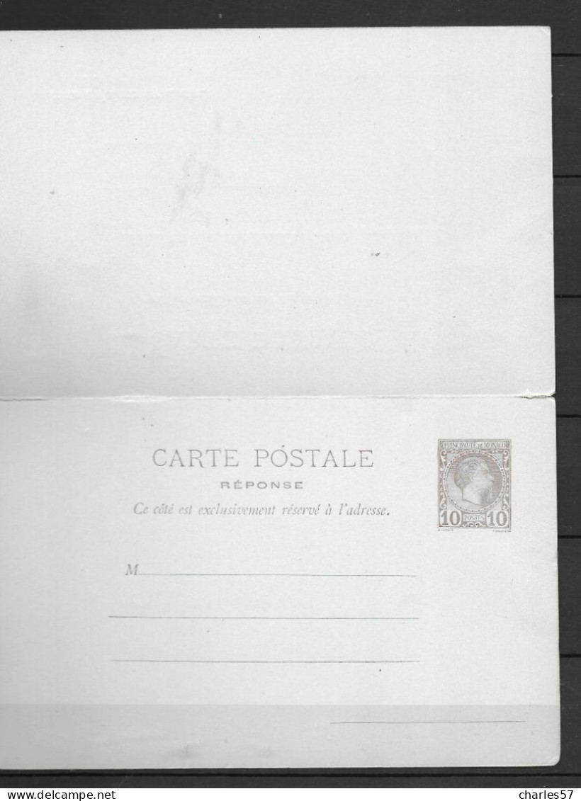 / Monaco: 10c. Brun (bleu) AVEC REPONSE PAYEE (1891) - Interi Postali