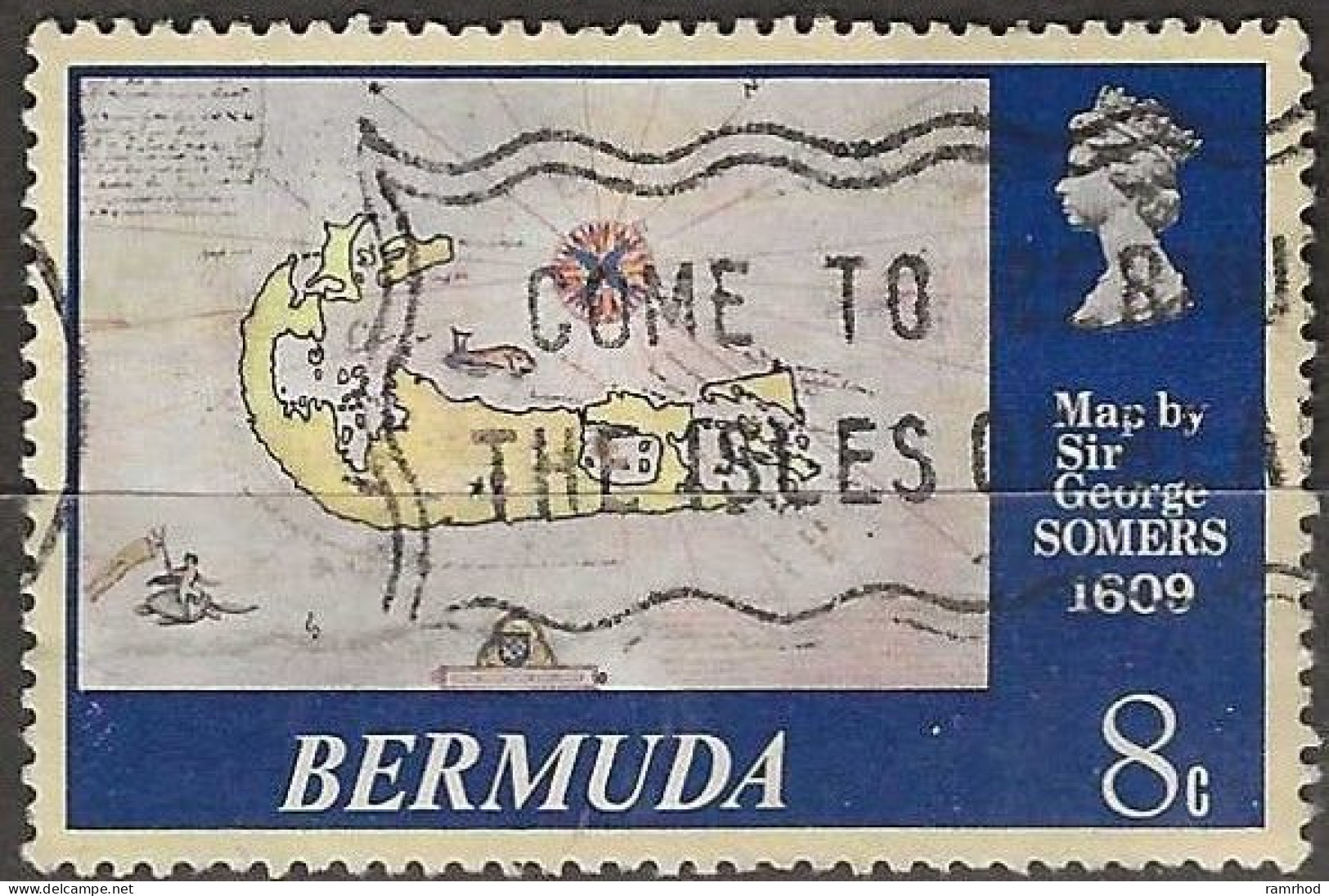 BERMUDA 1979 Antique Maps - 8c. - Map By Sir George Somers, 1609 AVU - Bermudes