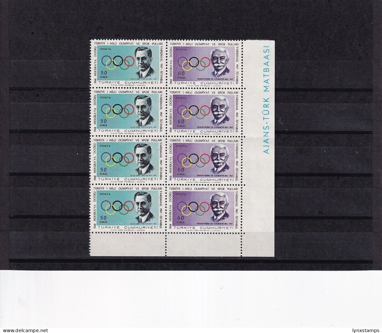 G005 Turkey 1967 The 1st Turkish Olympic Competitions, Istanbul Set X8 MNH - Unused Stamps