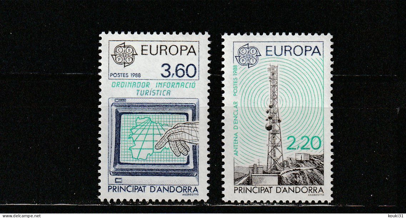 Andorre YT 369/70 ** : Europa , Antenne , Ordinateur - 1988 - Nuevos