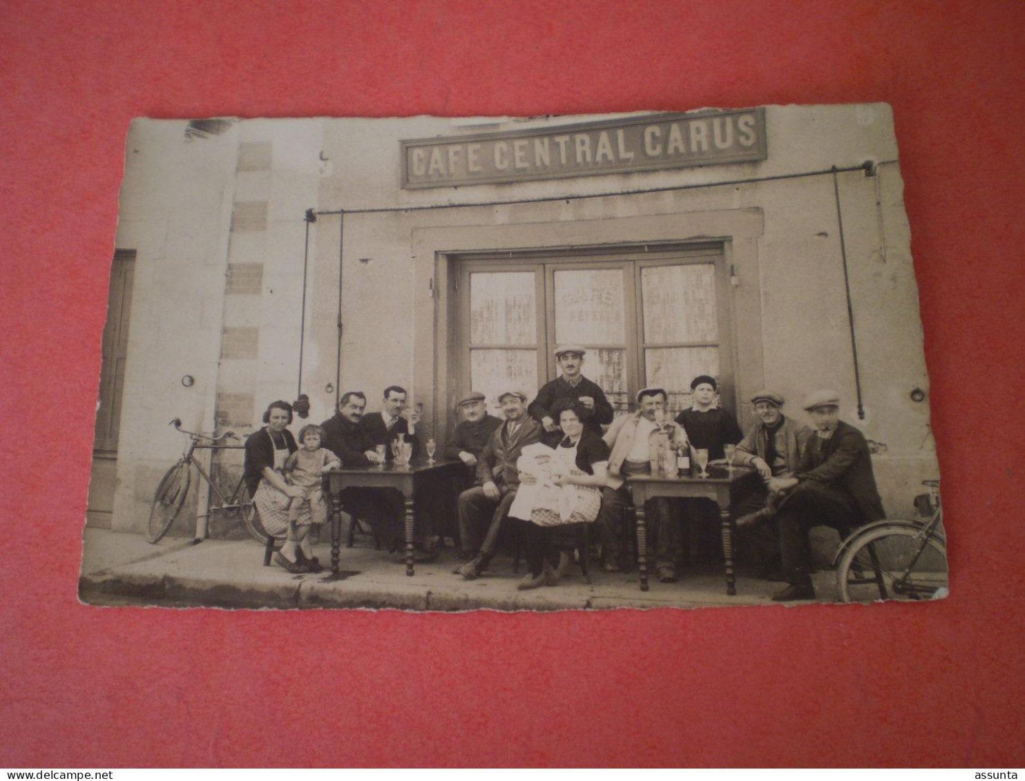 Carte Photo Café Central CARUS à Montferrat, Rue Principale, Isère( Verres à Absinthe ?) - Cafes