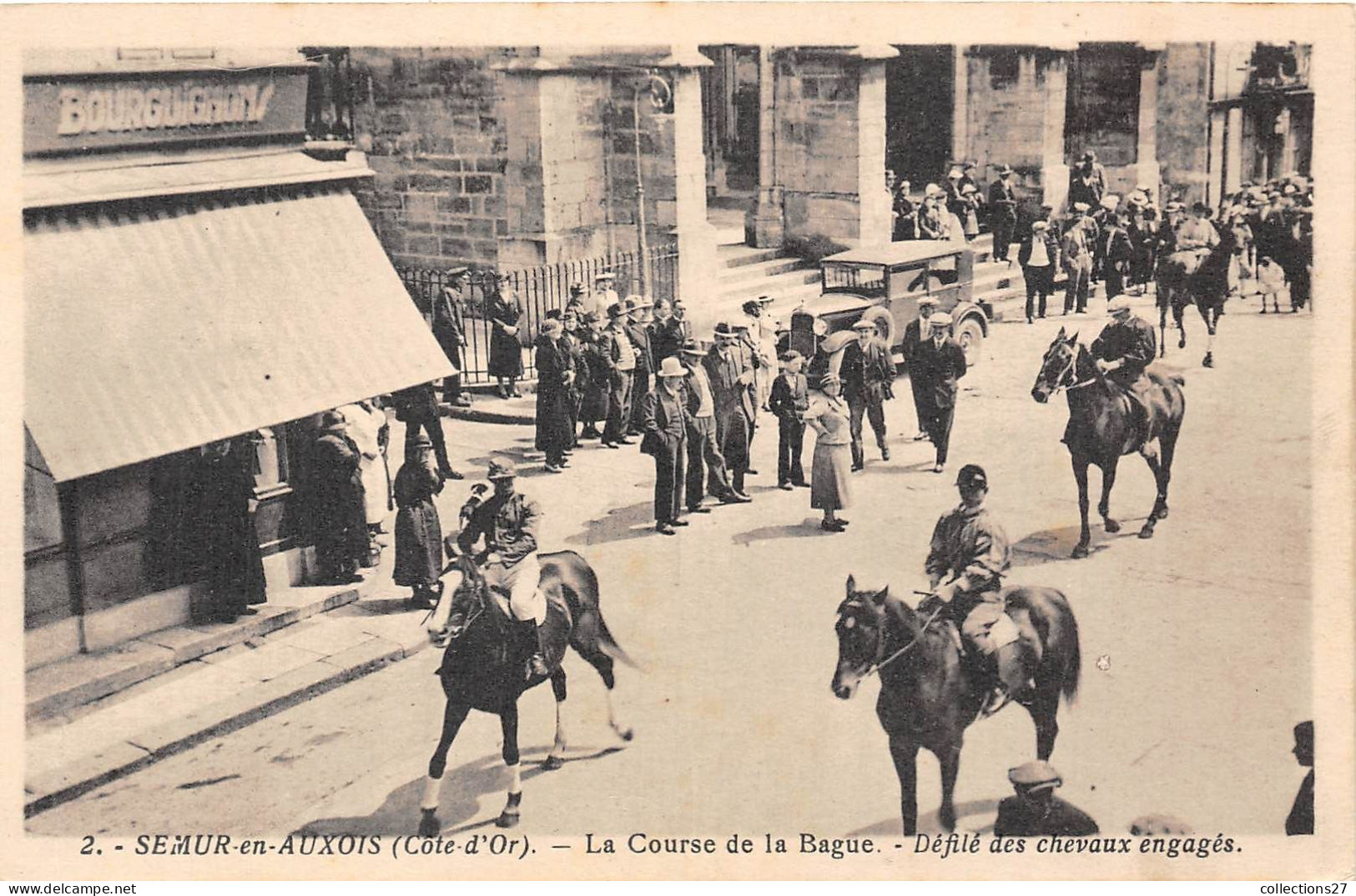 21-SEMUR-EN-AUXOIS- LA COURSE DE LA BAGUE, DEFILE DES CHEVAUX ENGAGES - Semur