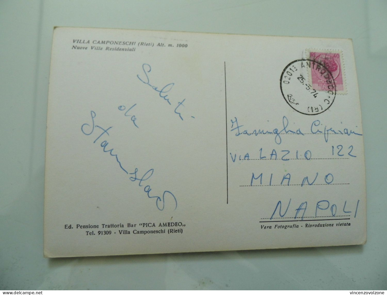 Cartolina Viaggiata "VILLA CAMPONESCHI ( Rieti )  Nuove Ville Residenziali" 1974 - Rieti