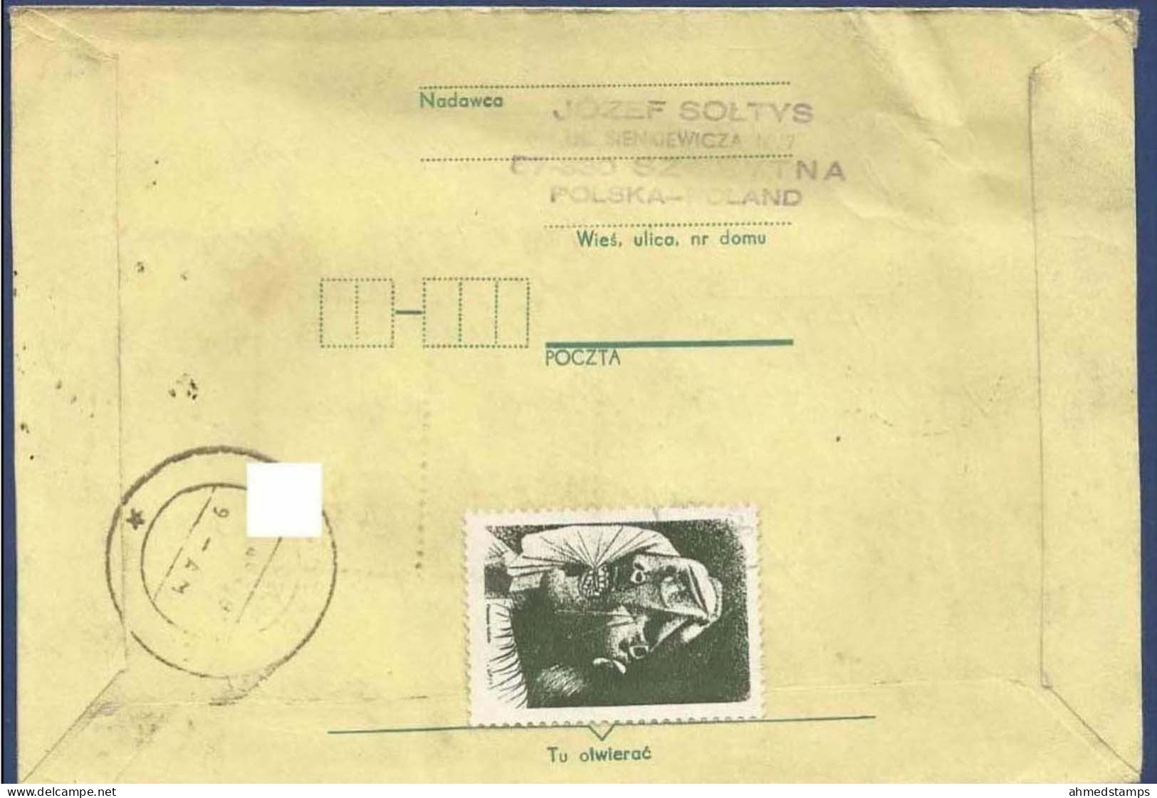 POLAND POSTAL USED AIRMAIL COVER TO PAKISTAN FLOWER FLOWERS - Unclassified
