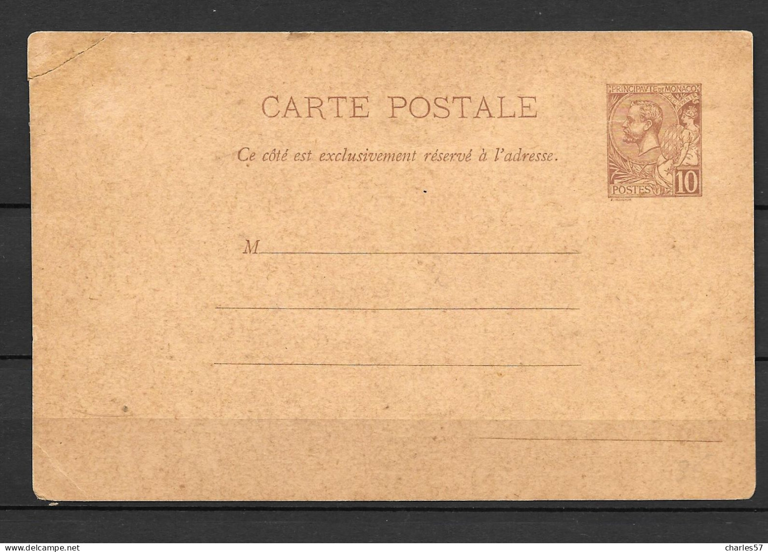 / Monaco: 10c. Brun (chamois)(Prince Albert 1er1892) - Postal Stationery