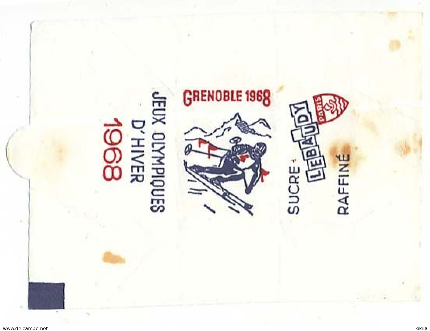 Enveloppe De Sucre LEBAUDY Skieur X° Jeux Olympiques D'Hiver De Grenoble 1968 Olympic Games 68 - Other & Unclassified