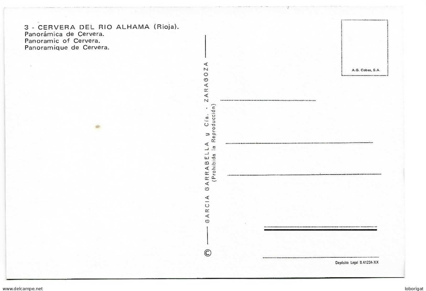 PANORAMICA DE CERVERA / PANORAMIC OF CERVERA.- CERVERA DEL RIO ALHAMA - LA RIOJA.-(ESPAÑA) - La Rioja (Logrono)