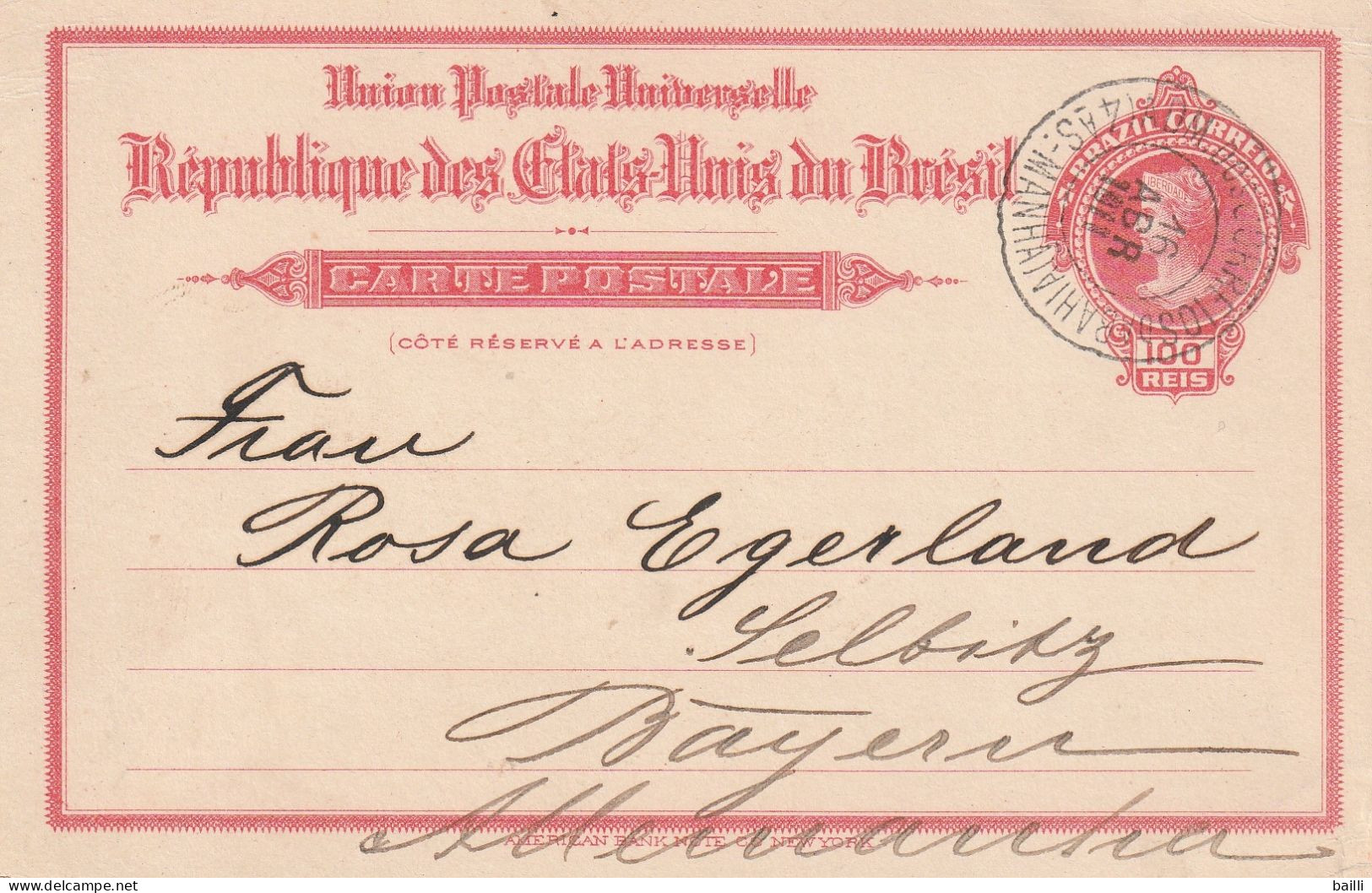 Brésil Entier Postal Pour L'Allemagne 1911 - Enteros Postales