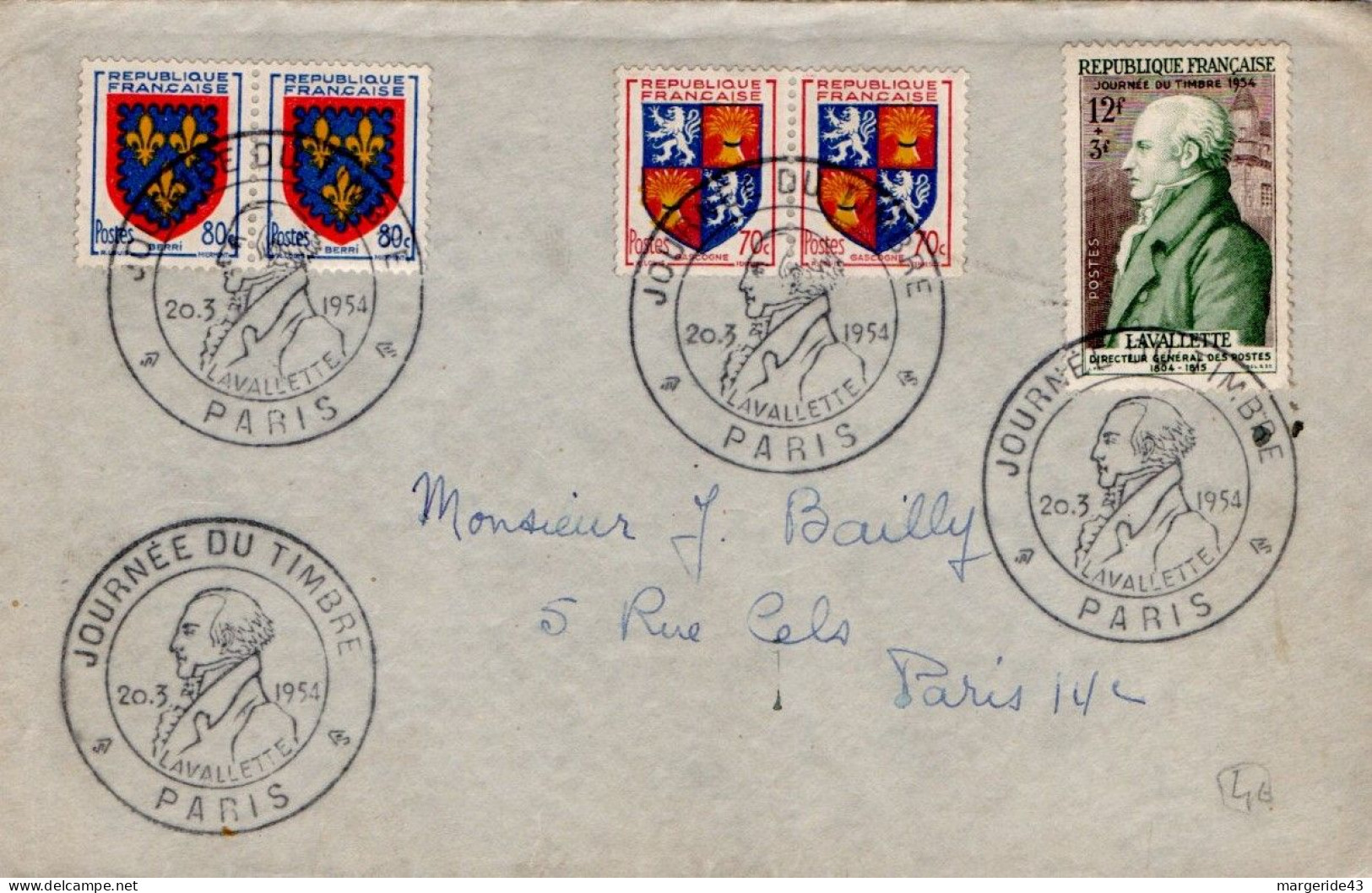 LETTRE JOURNEE DU TIMBRE 1954 PARIS - Tarifs Postaux