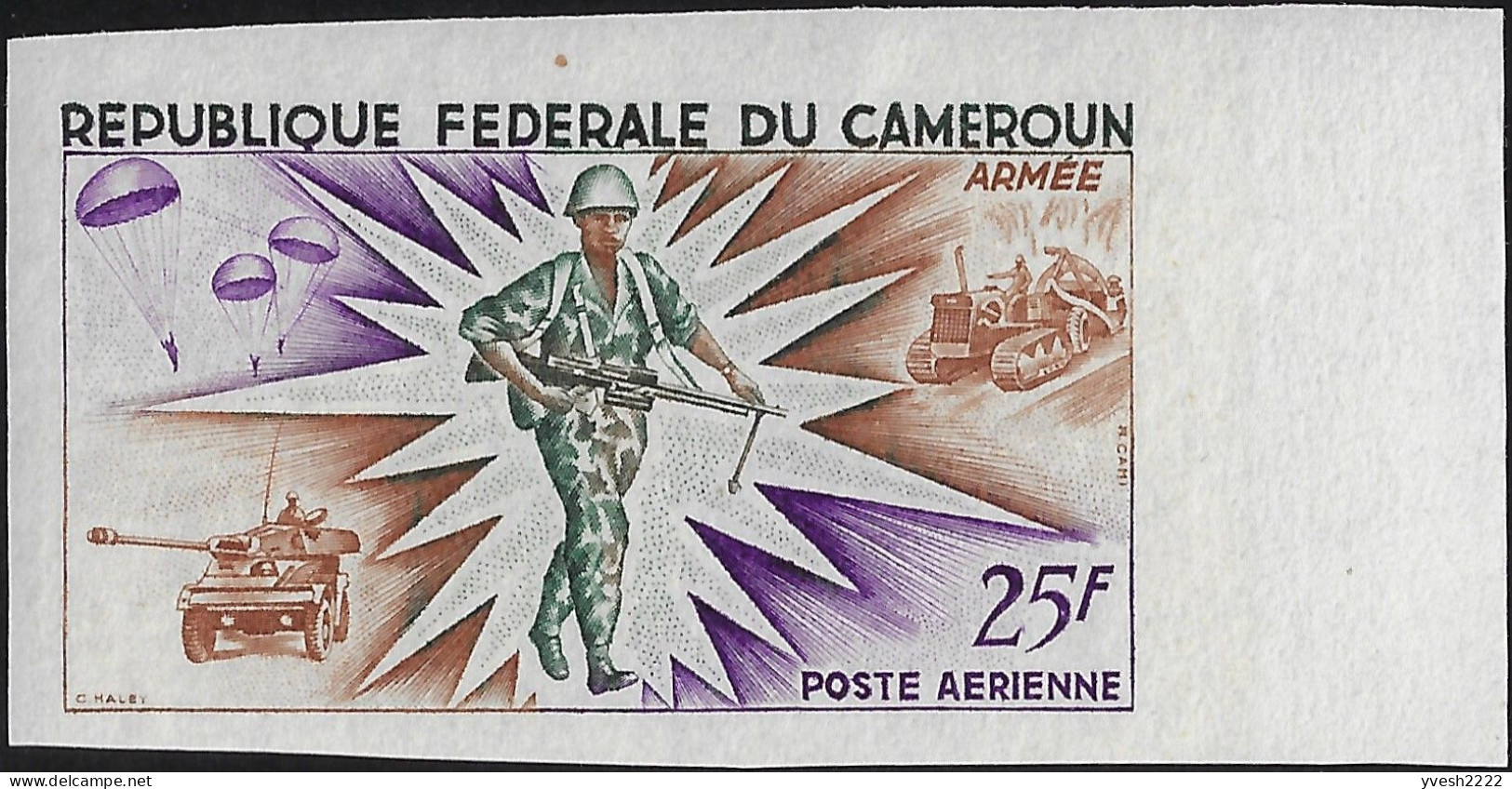 Cameroun 1966 Y&T PA 85. Non Dentelé. Forces Armées, Soldats. Parachutiste - Parachutting