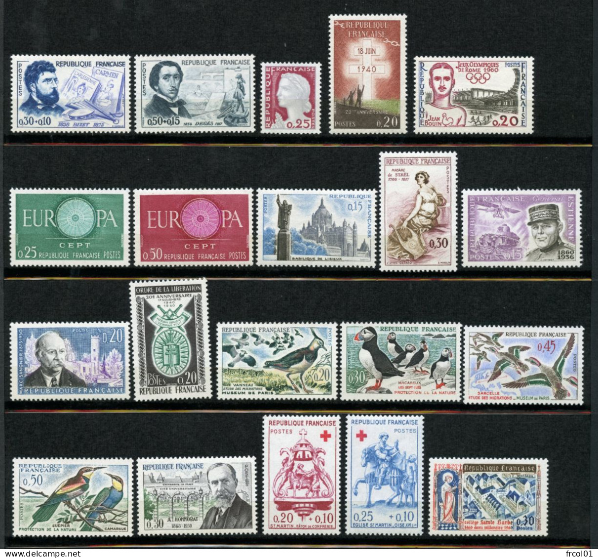 France, Yvert Année Complète 1960** Luxe, 1230/1280, 53 Timbres , MNH - 1950-1959