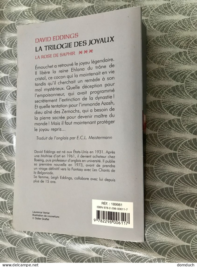 France-Loisirs Piment - FANTASY    LA TRILOGIE DES JOYAUX - 3    La Rose De Saphir - Fantastique