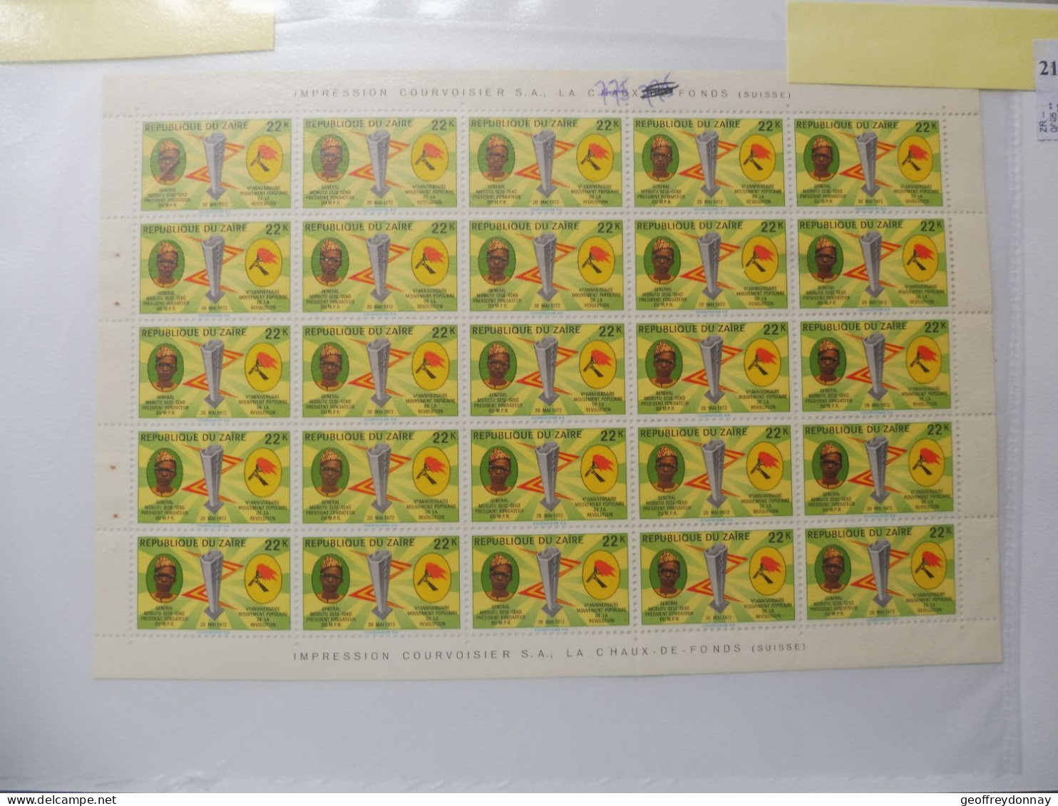 Zaire Feuille Blad  805  Mobutu Neuf ** Mnh 1972 - Unused Stamps