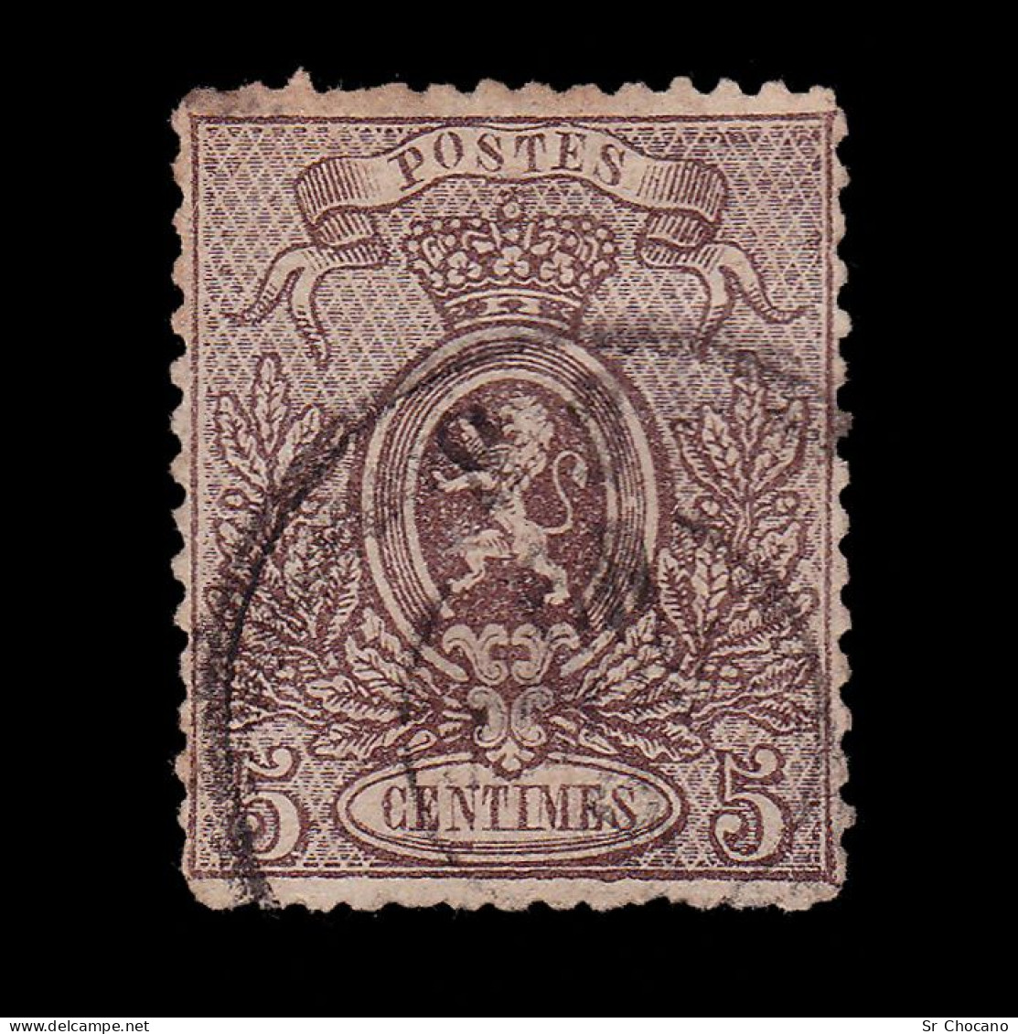 BELGIUM STAMP.1866-67.Coat Arms.5c.Scott 26b.USED. - 1866-1867 Blasón