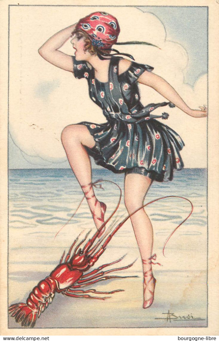 LES PIN UP A LA PECHE EN MER SERIE DE 6 CARTES ILLUSTREES PAR ADOLFO BUSI - Busi, Adolfo