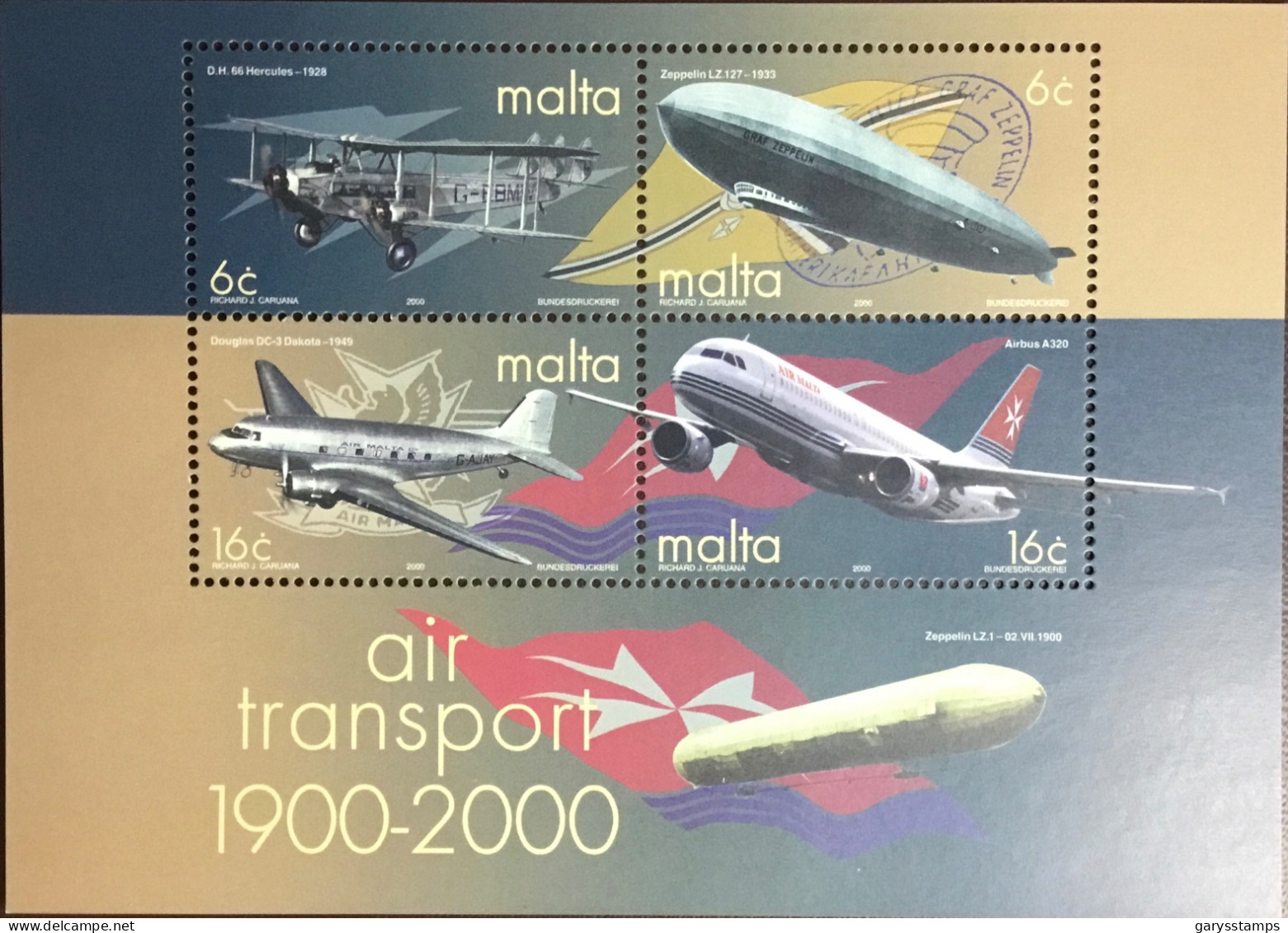 Malta 2000 Air Transport Aircraft Minisheet MNH - Malte