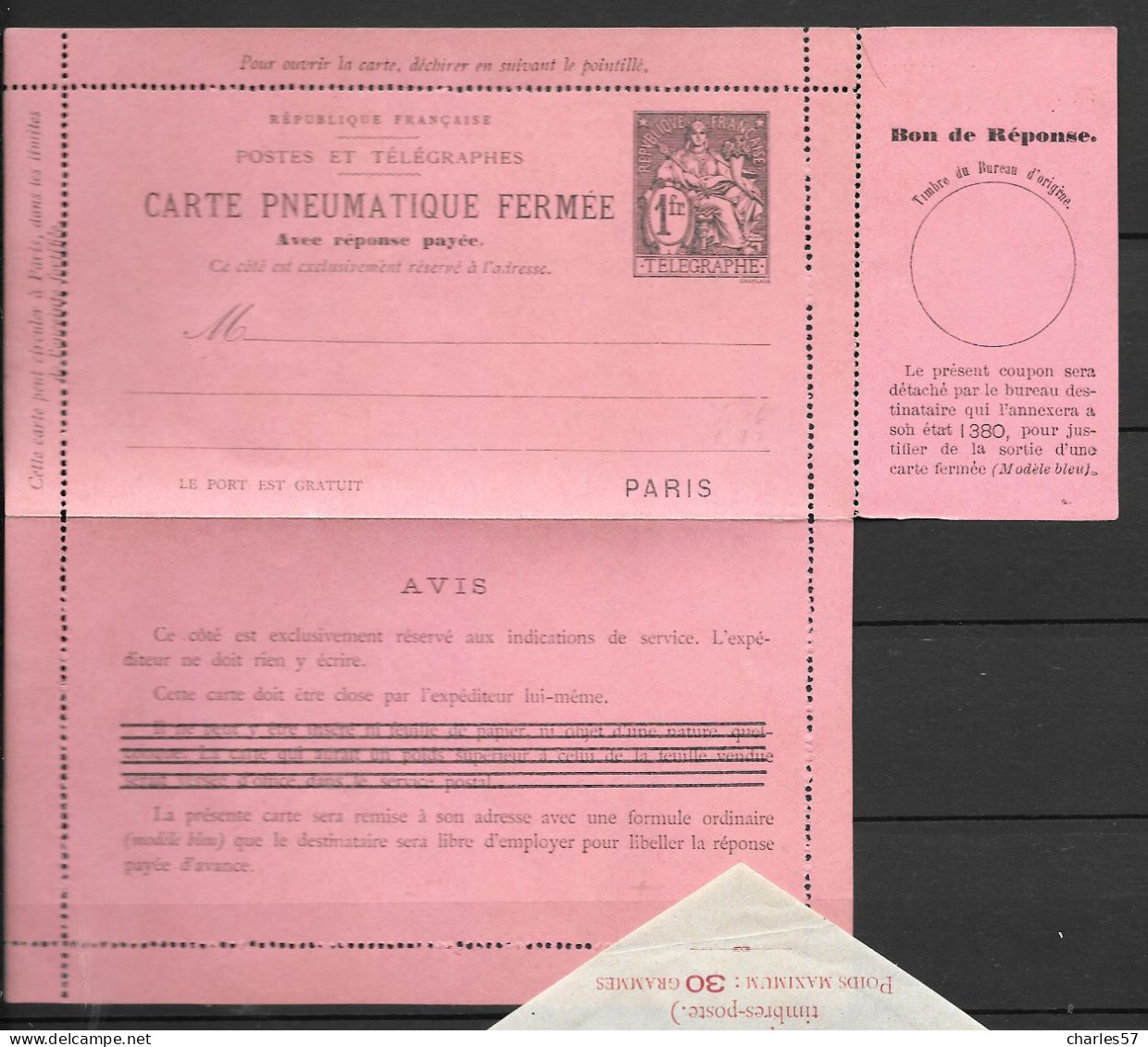 / Chaplain: Carte Pneumatique Fermée ,CLPRP 1F , Avec Bon De Réponse 74mm - Neumáticos